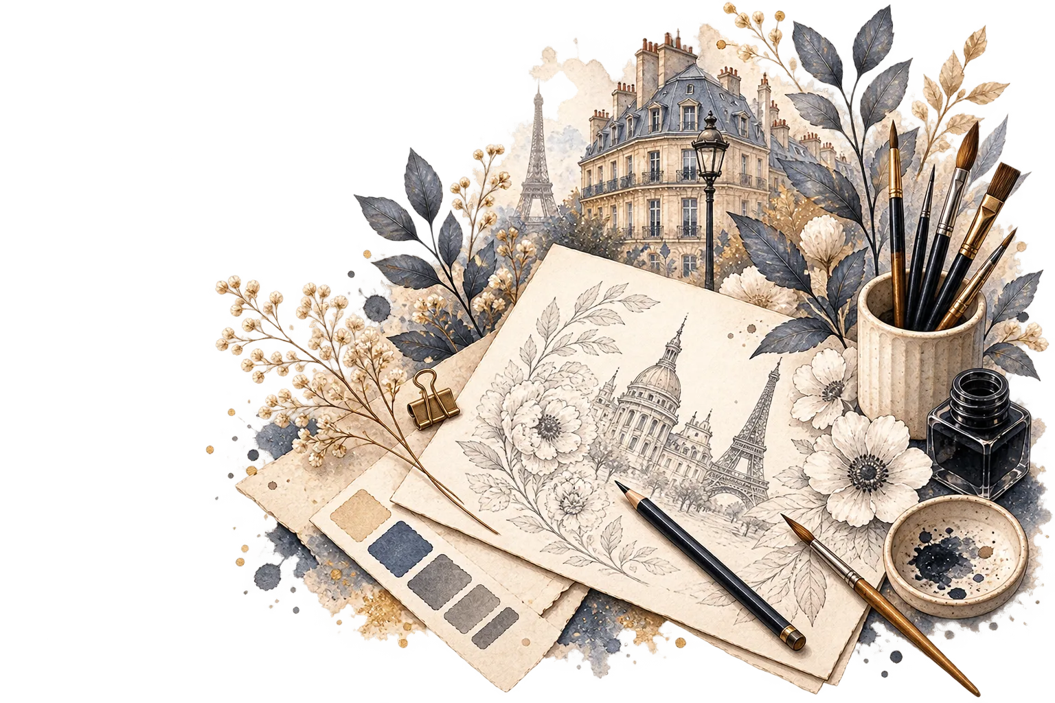 Page de coloriage botanique de Paris