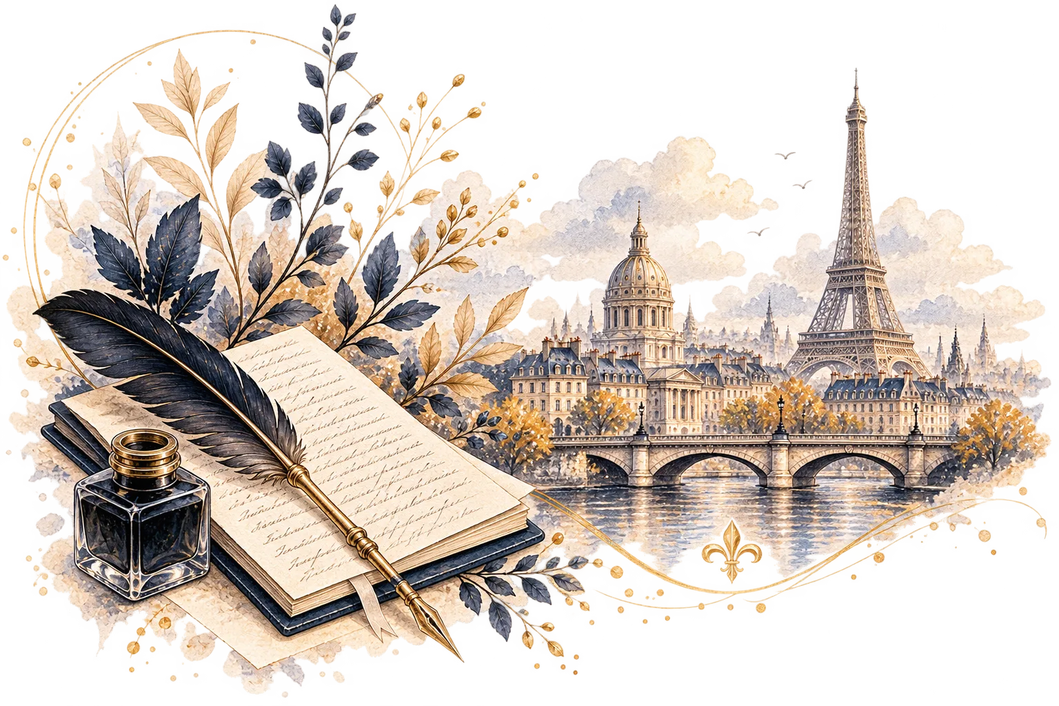Editorial collage: Paris, literature and creation